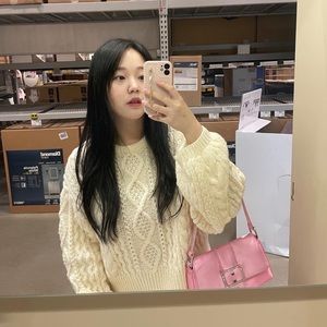 y2k white cable knit